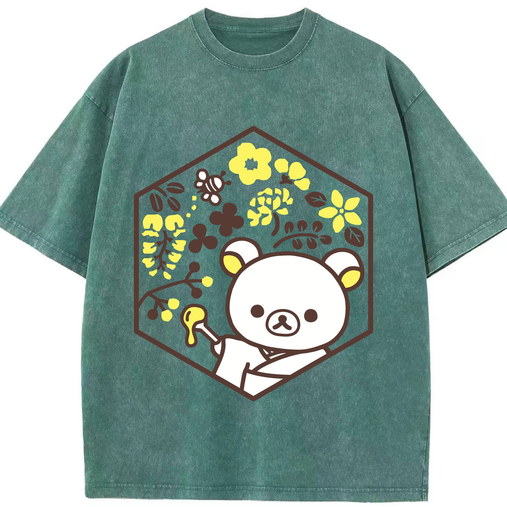 （画像用） リラックマ リラックマ キイロイトリ Rilakkuma Korilakkuma Kiiroitori 綿100% ヴィンテージ風 半袖Tシャツ（フロントプリント）